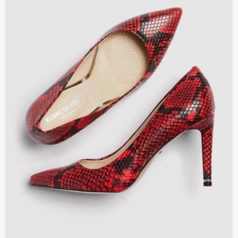 LIke New Kenneth Cole Riley Red Snakeskin pumps, 7.5. G966 - Picture 2 of 8